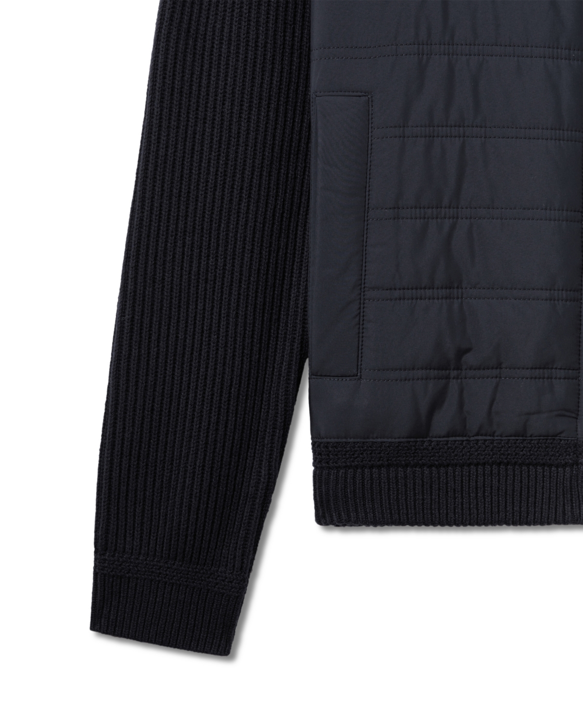 Reiss Men's Trainer Hybrid Quilt and Knit Slim-Fit Funnel-Neck Jacket