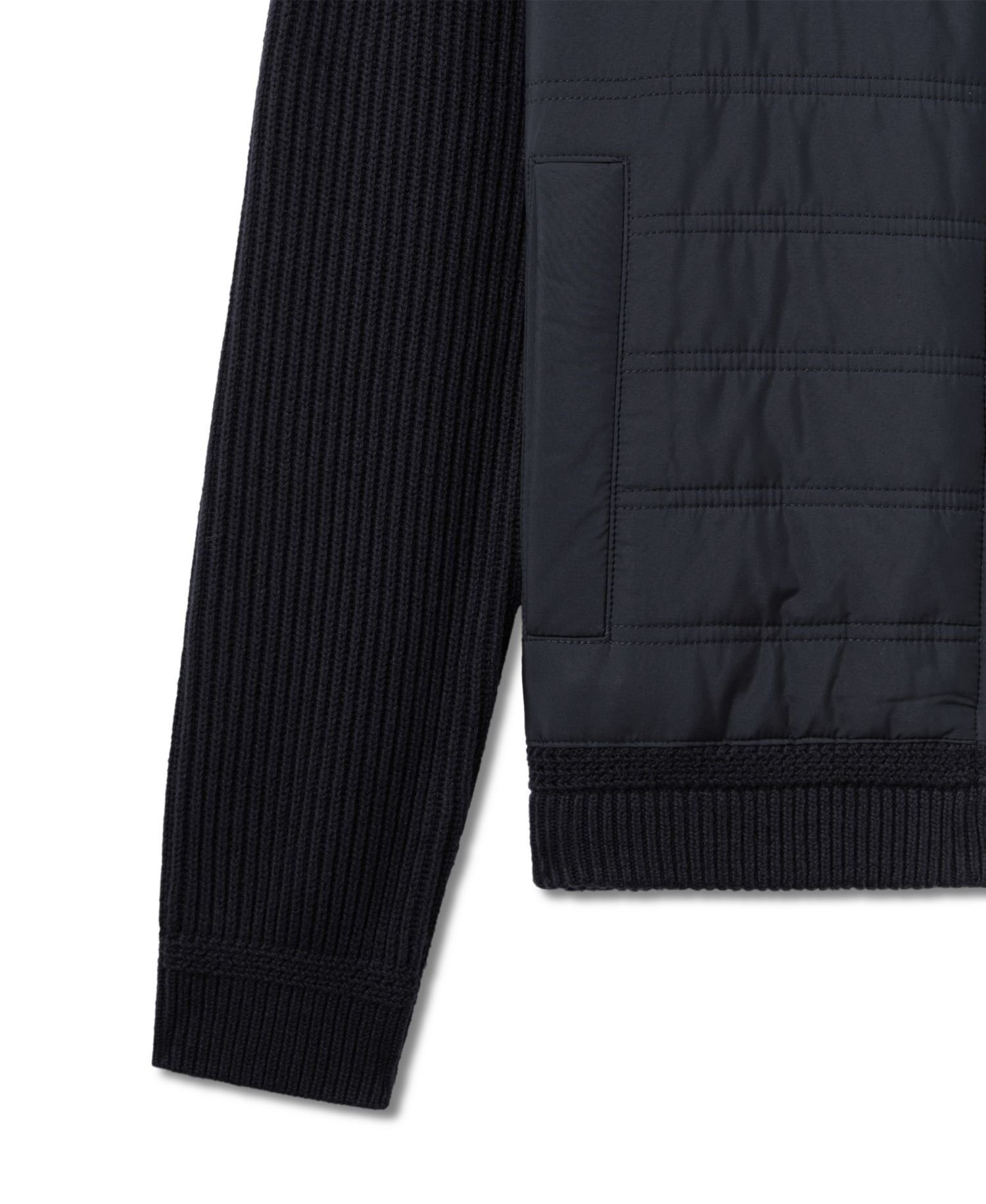 Men's Trainer Hybrid Quilt and Knit Slim-Fit Funnel-Neck Jacket