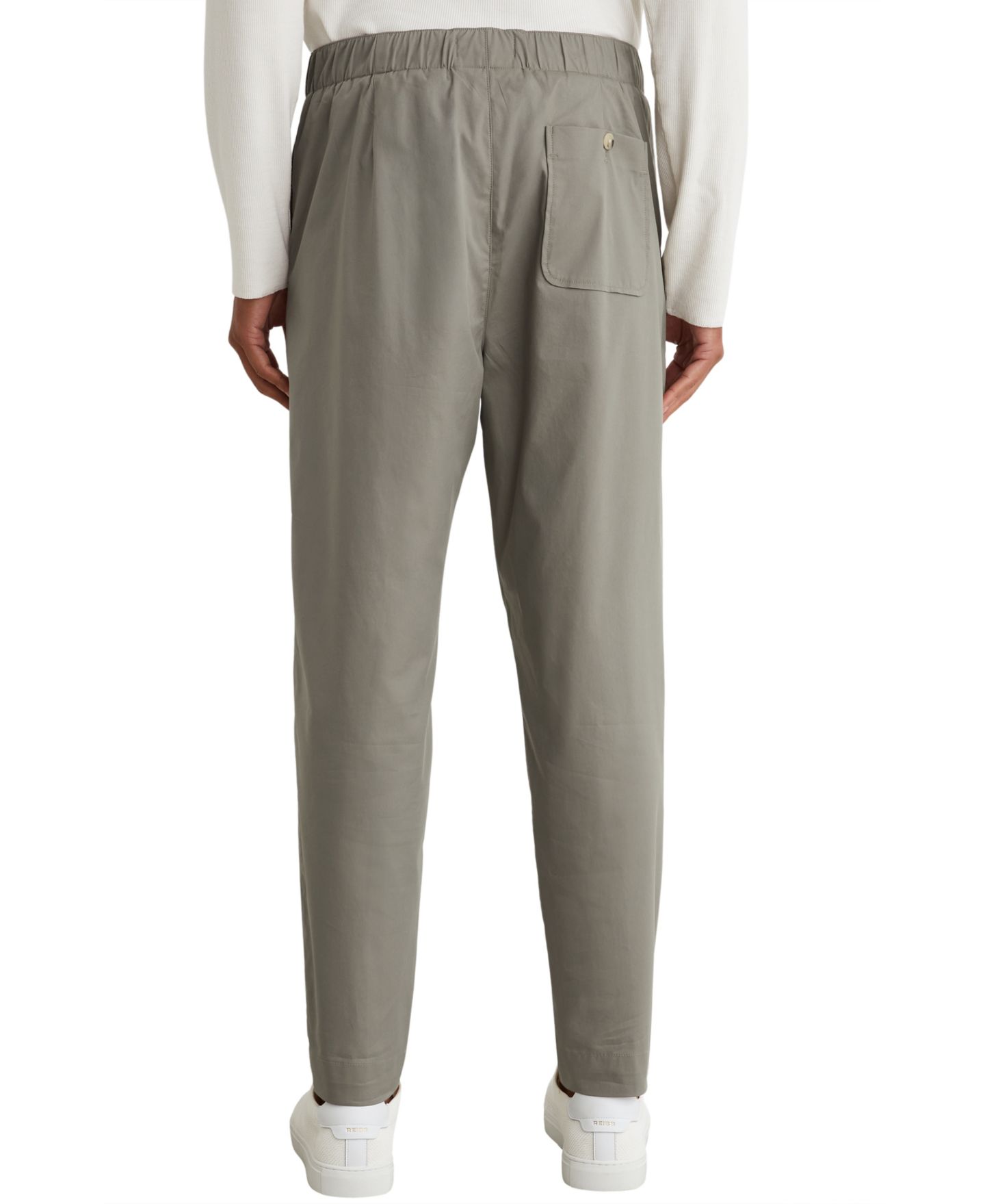 Мужские брюки REISS Snap Lightweight Stretch Cotton-Blend Tapered, цвет: Шалфейный зелёный — фото 2