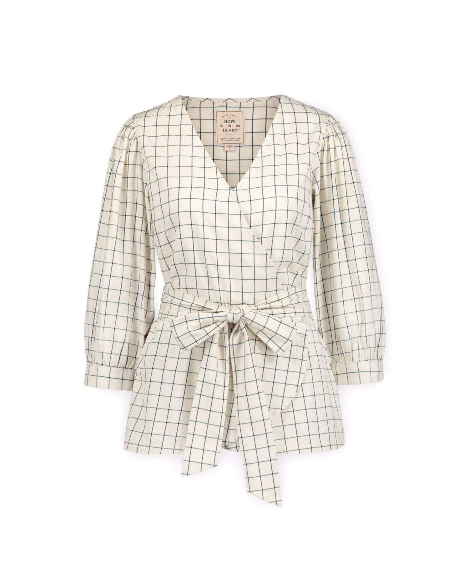 Women's Hope and Henry Puff Sleeve Wrap Top