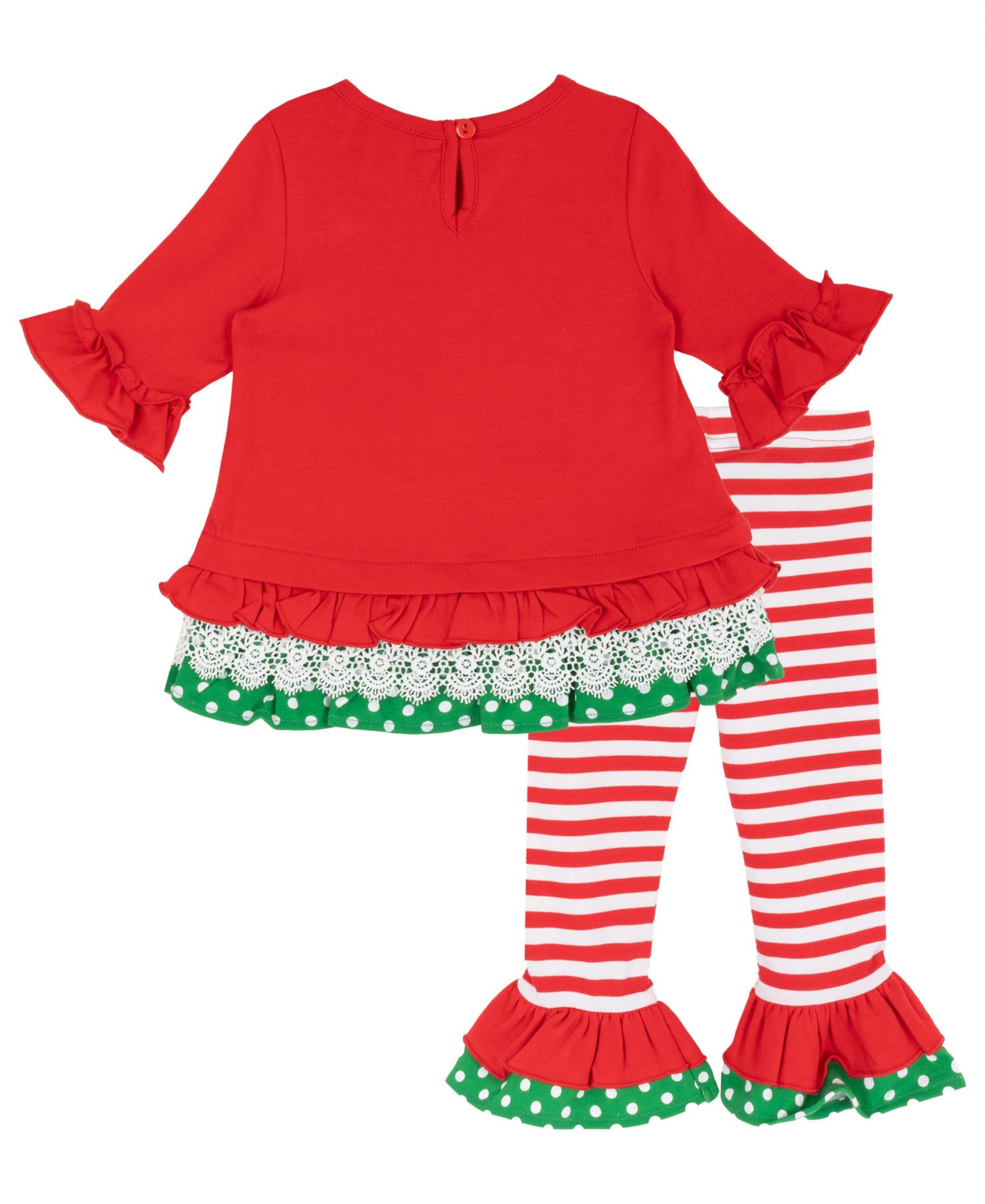 Baby Girls' Solid Knit and Snowman Applique Top and Stripe Knit Leggings, 2-Piece Set