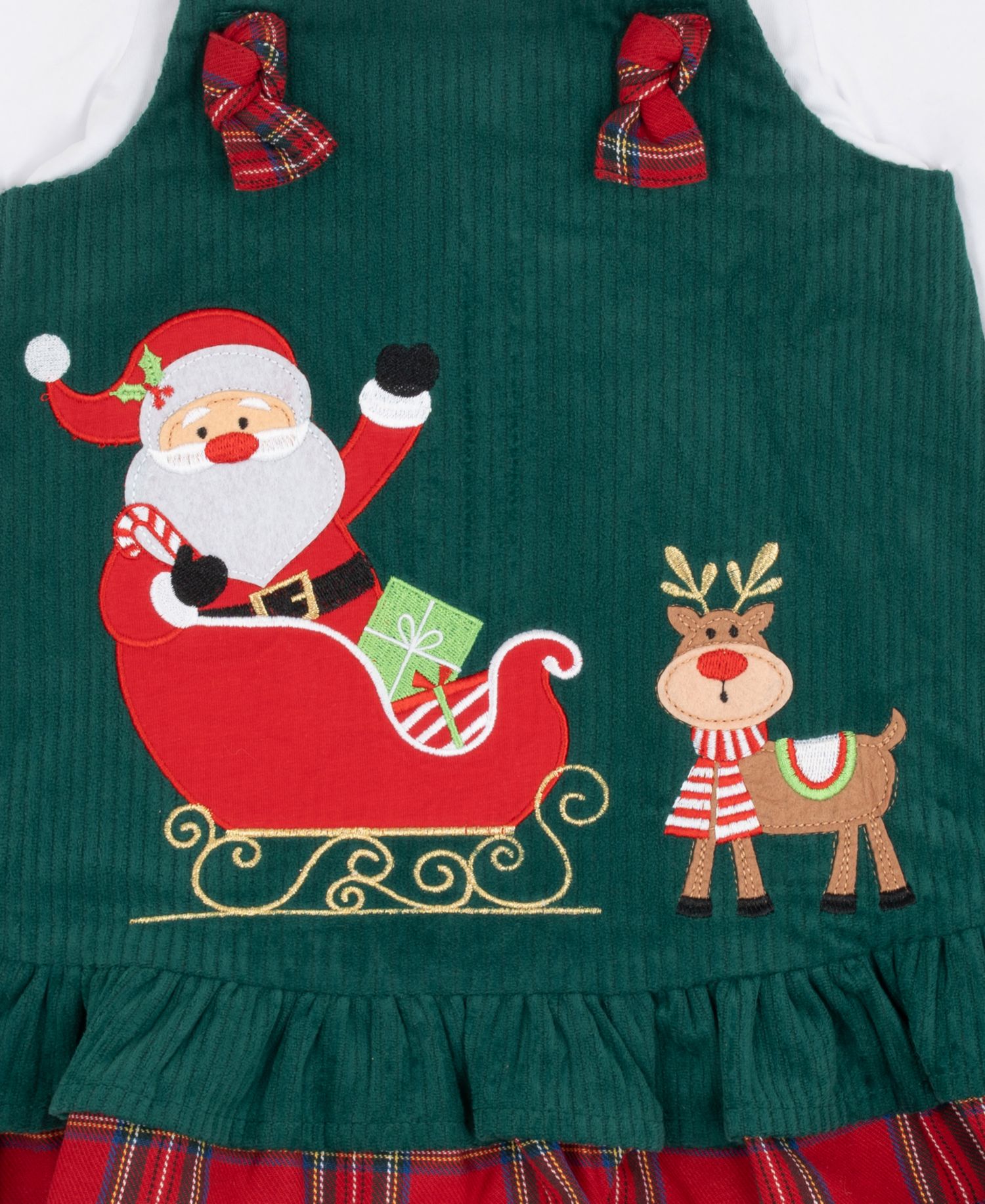 Baby Girls' Long-Sleeve Bodysuit and Corduroy with Santa Sleigh Jumper, 2-Piece Set
