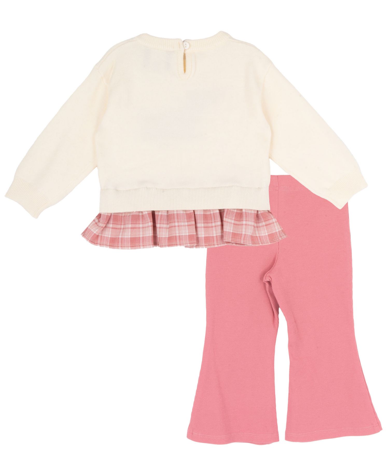 Baby Girls' Plaid Ruffle Dog Graphic Top and Rib Knit Leggings, 2-Piece Set