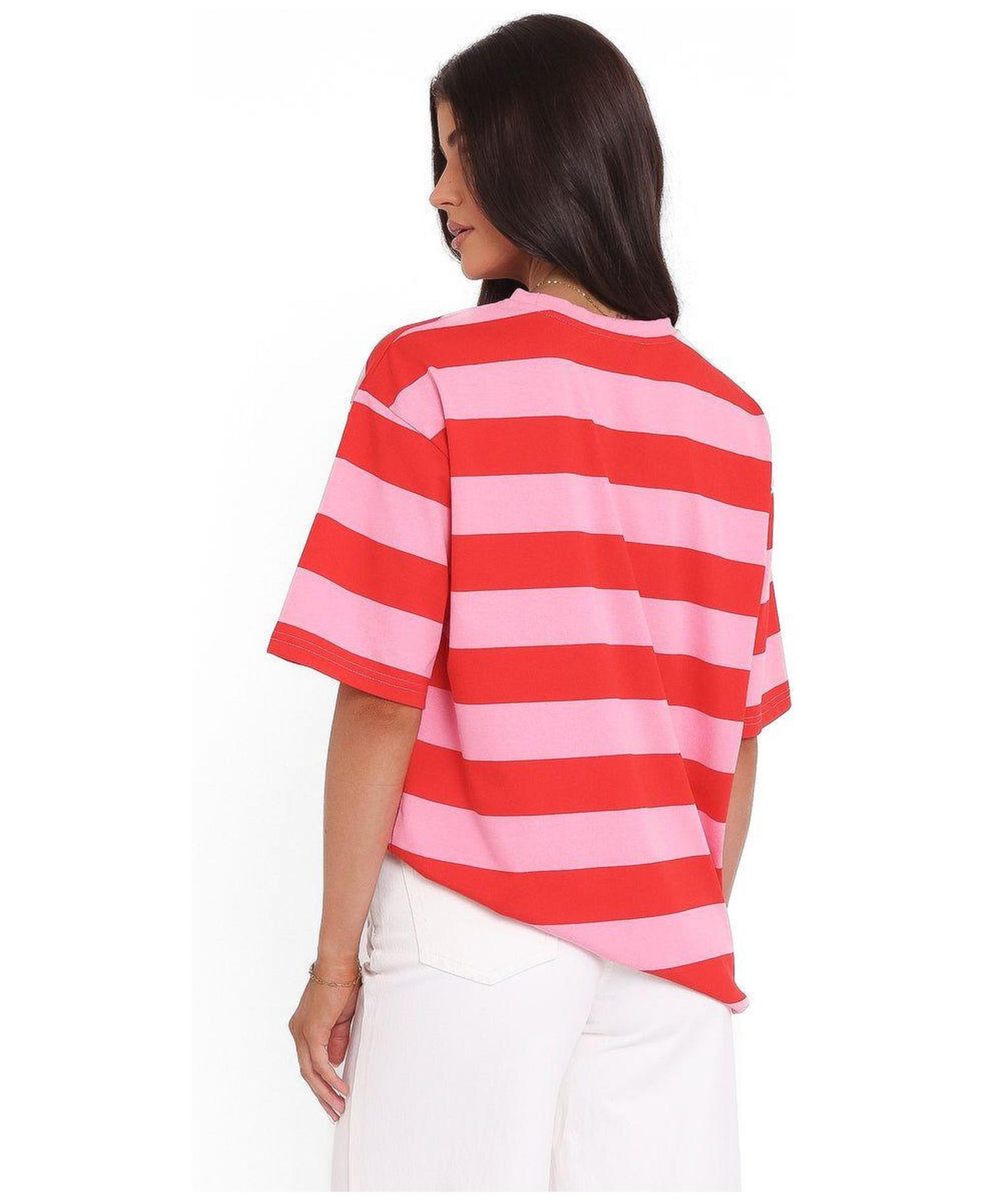 Women's Striped Crewneck Cotton-Blend Zestora Tee