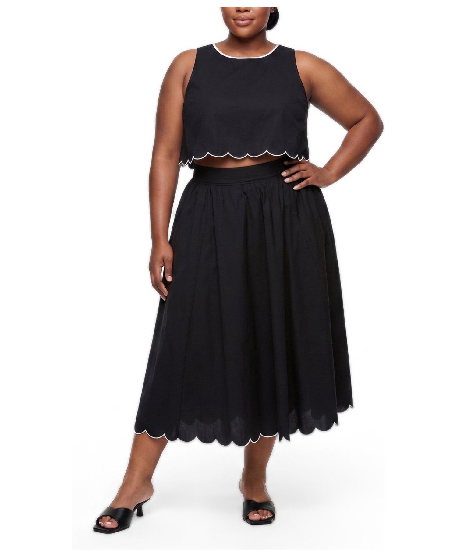 Plus Size Belle Isle Sleeveless Scalloped-Edge Crop Tank