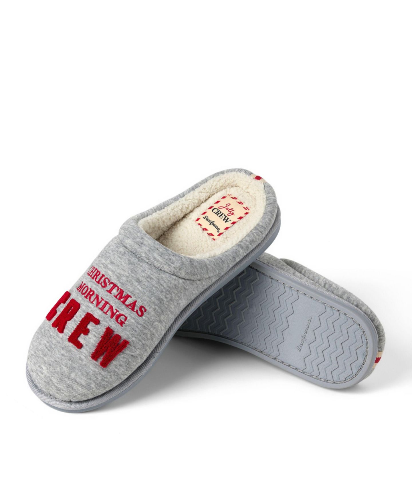 Мужские тапочки Dearfoams Christmas Morning Crew Slip-On Slippers, цвет: Светлый меланжевый серый — фото 7