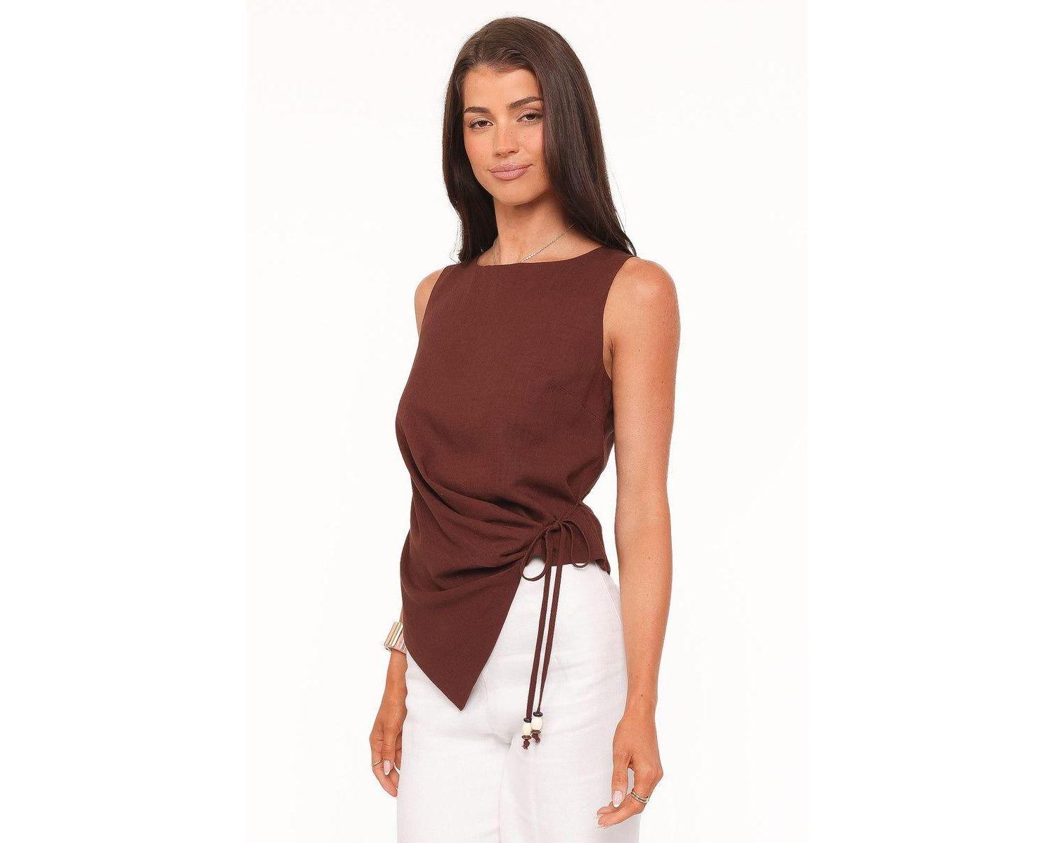 Women's Heloise Boat-Neck Sleeveless Side-Tie Blouse