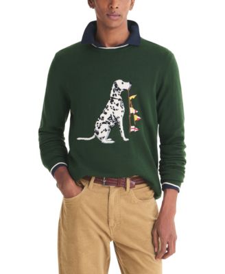 Men's Dog Intarsia Crewneck Sweater