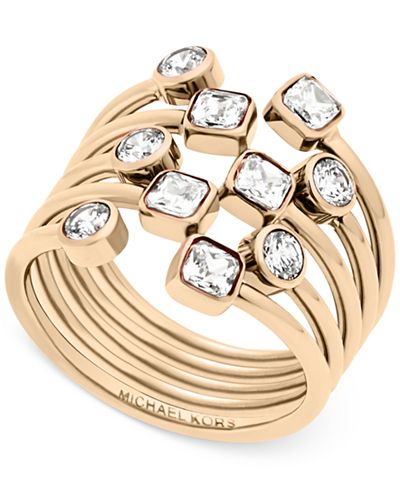 Michael Kors Multi-Crystal Stack-Look Statement Ring