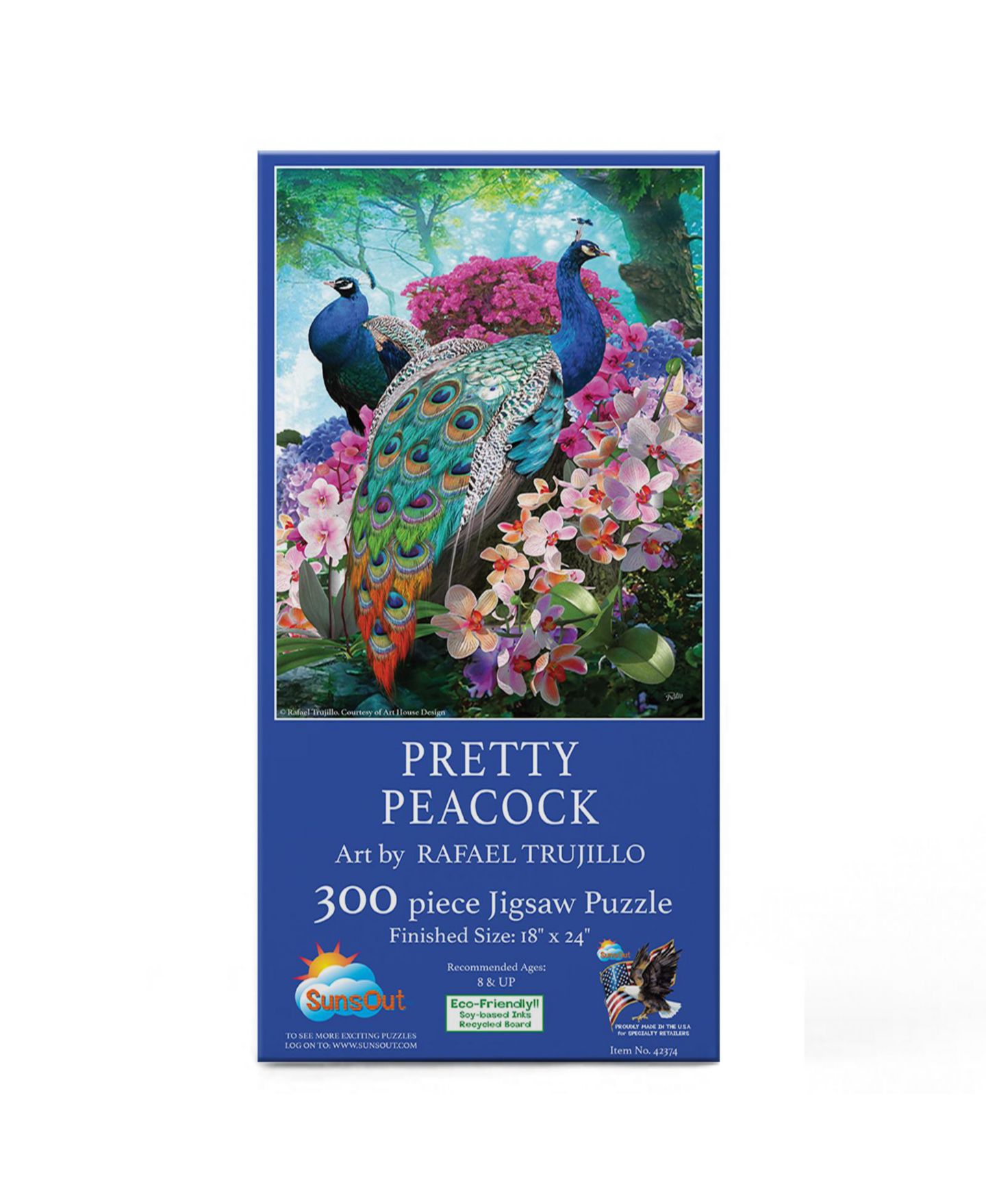 Детский пазл SunsOut Pretty Peacock 300 piece Jigsaw Puzzle for Adults — фото 2