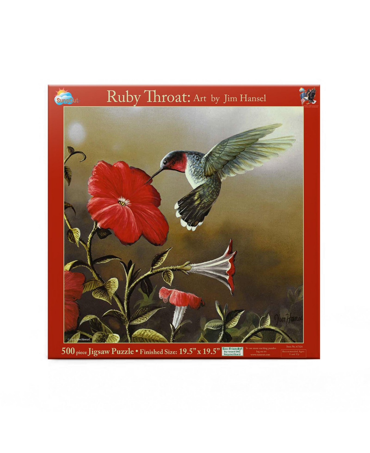 SunsOut Ruby Throat 500-Piece Interlocking Bird Jigsaw Puzzle, Ages 15+