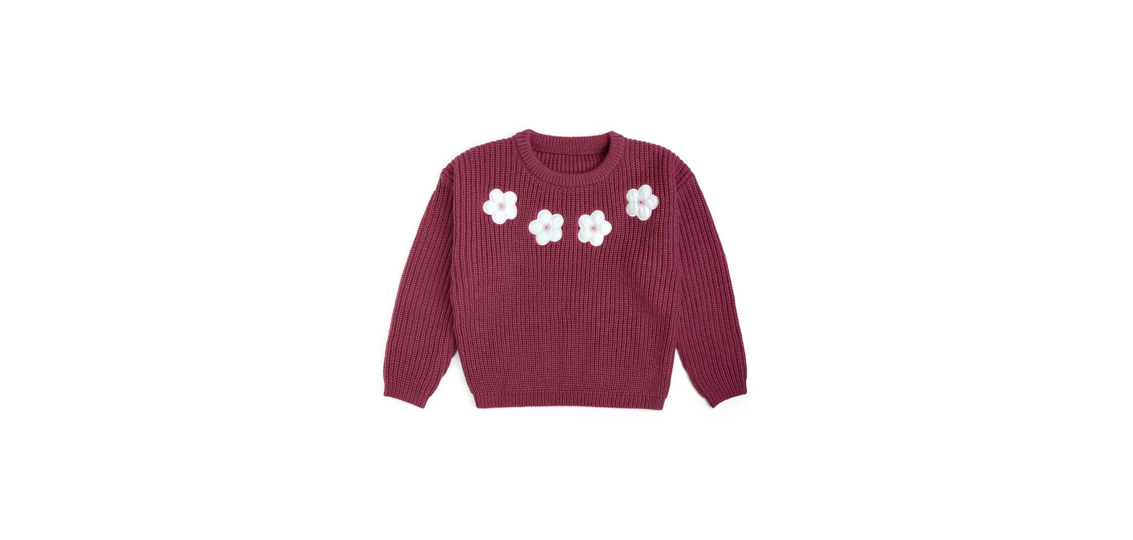 Sweet Wink Girls Floral Applique Sweater