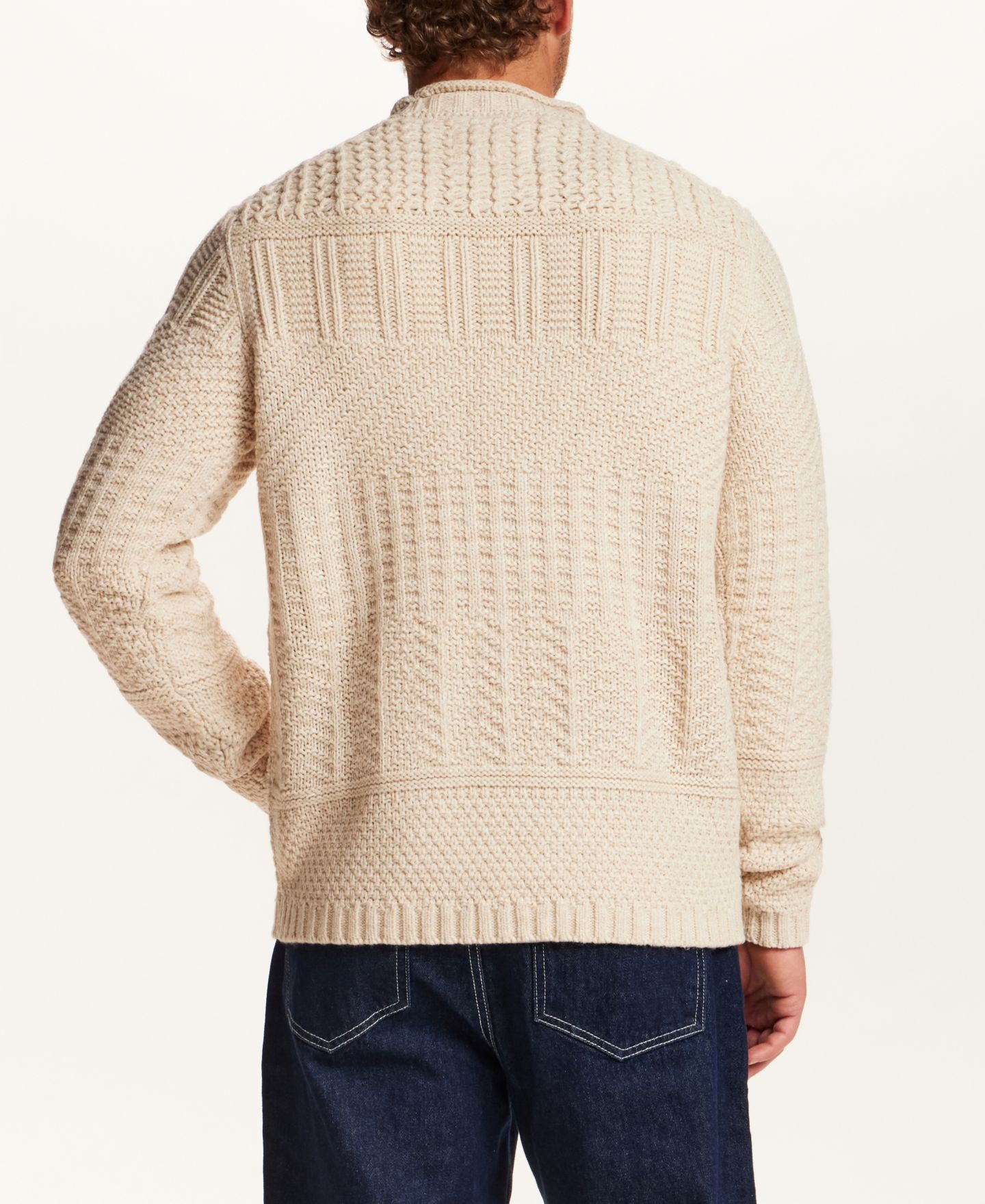 Мужской свитер Weatherproof Vintage Chunky Crew Neck Long-Sleeve Sweater, цвет: Бежевый меланжевый — фото 5