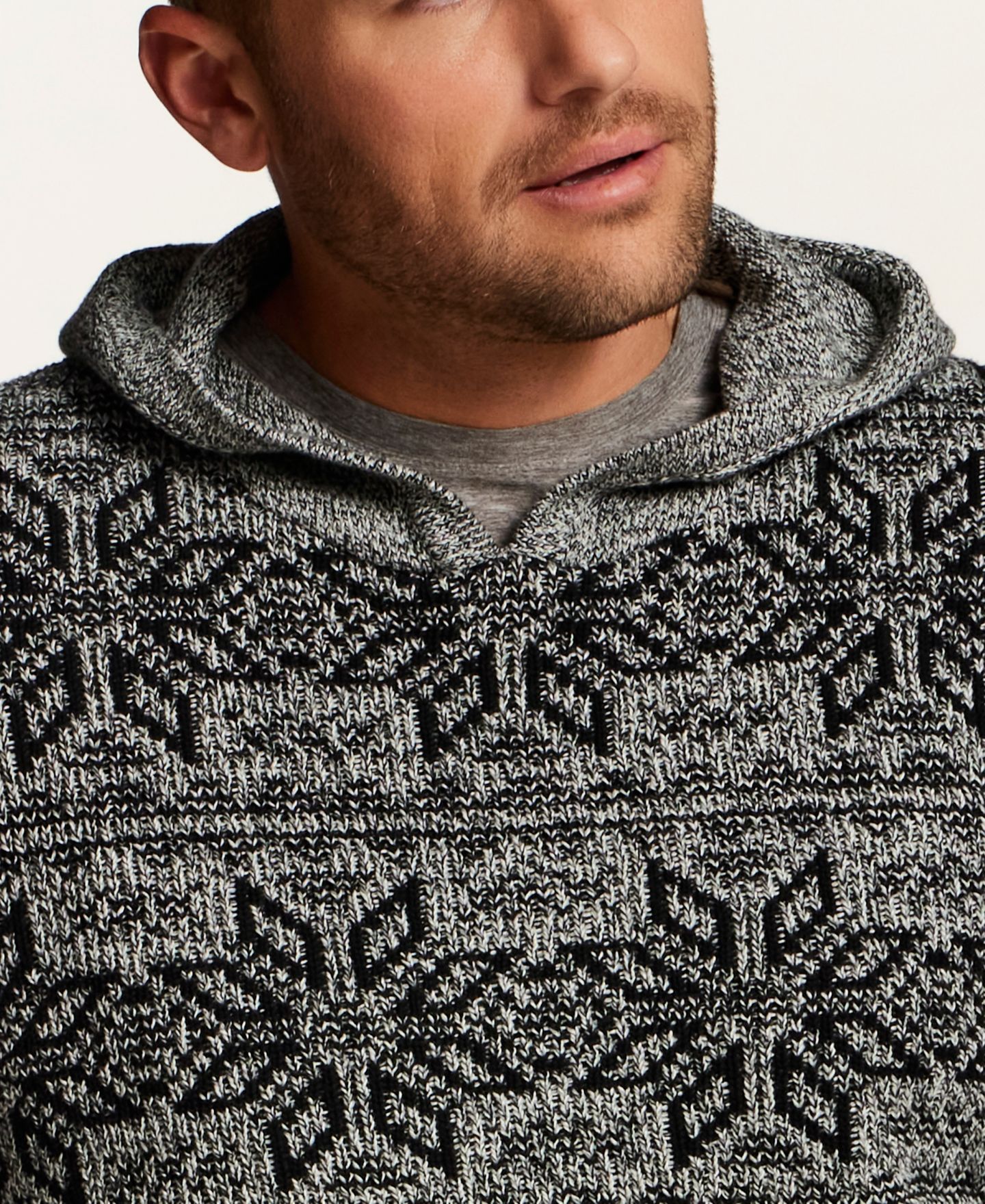 Мужской свитер Weatherproof Vintage Marled Snowflake Cotton Hooded Pullover, цвет: Серый — фото 3