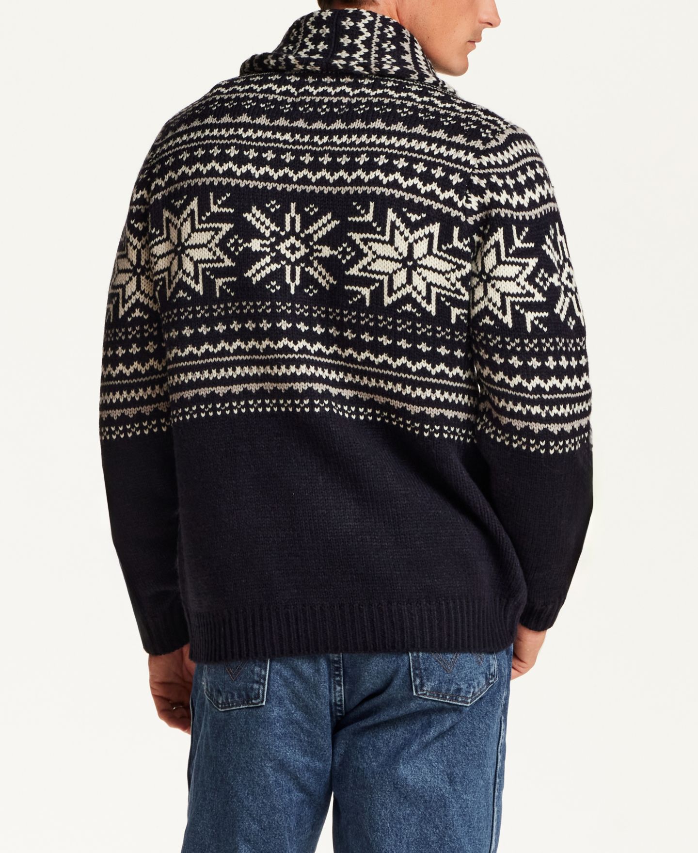 Мужская куртка Weatherproof Vintage Snowflake Shawl Collar Sweater Jacket, цвет: Тёмно-синий — фото 5