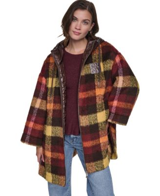 Women's Plaid Quilted-Hood Jacket