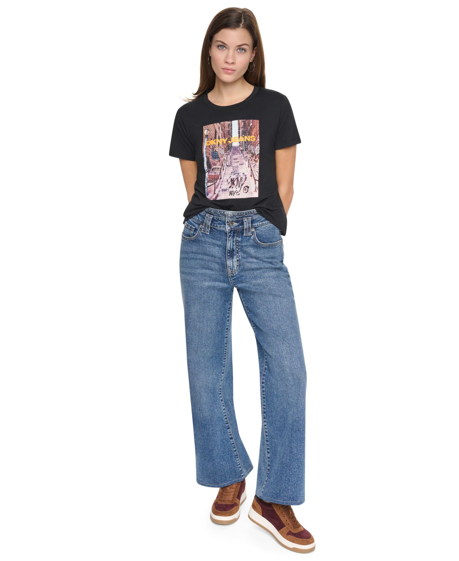 Women's Photoreal Bronx Logo Graphic Short-Sleeve Crewneck Cotton-Blend T-Shirt