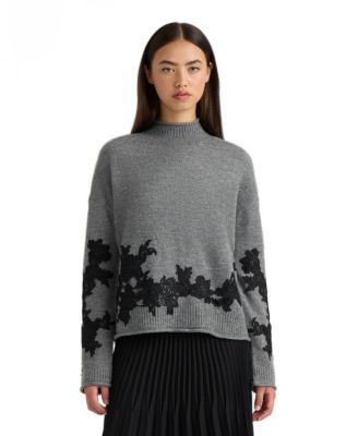 NVLT Women's Mock Neck Applique Sweater