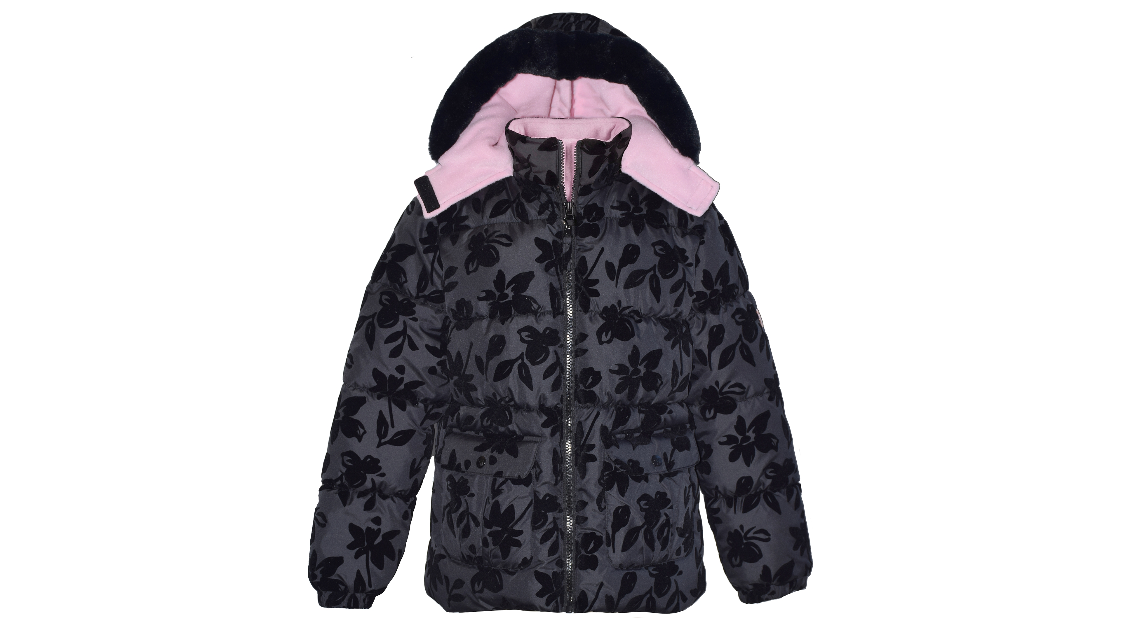 Kensie Girl Girls' 5-16 Floral Flocked Puffer Jacket