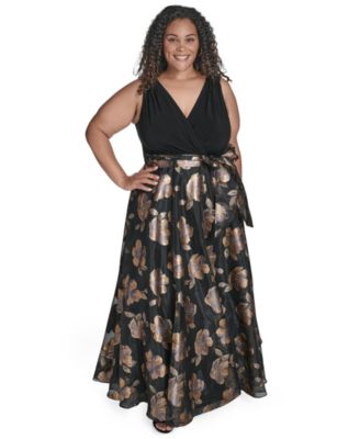 Plus Size Wrap Surplice V-Neck Sleeveless Gown