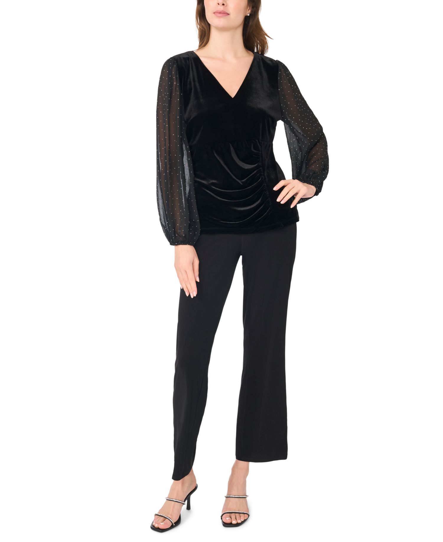 Women's Surplice Wrap Velvet Asymmetric Top
