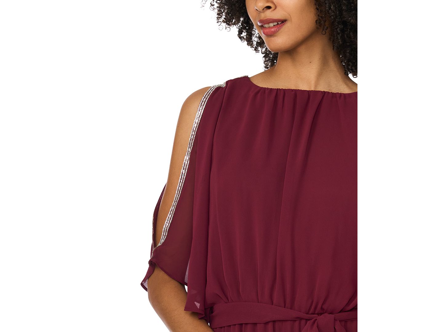 Женский комбинезон MSK Belted Blouson Boat Neck Jumpsuit, цвет: Zinfandel — фото 4