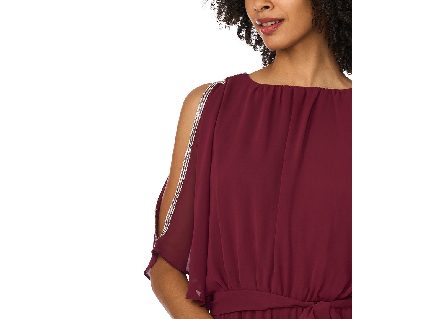 Women's Belted Blouson Boat Neck Jumpsuit