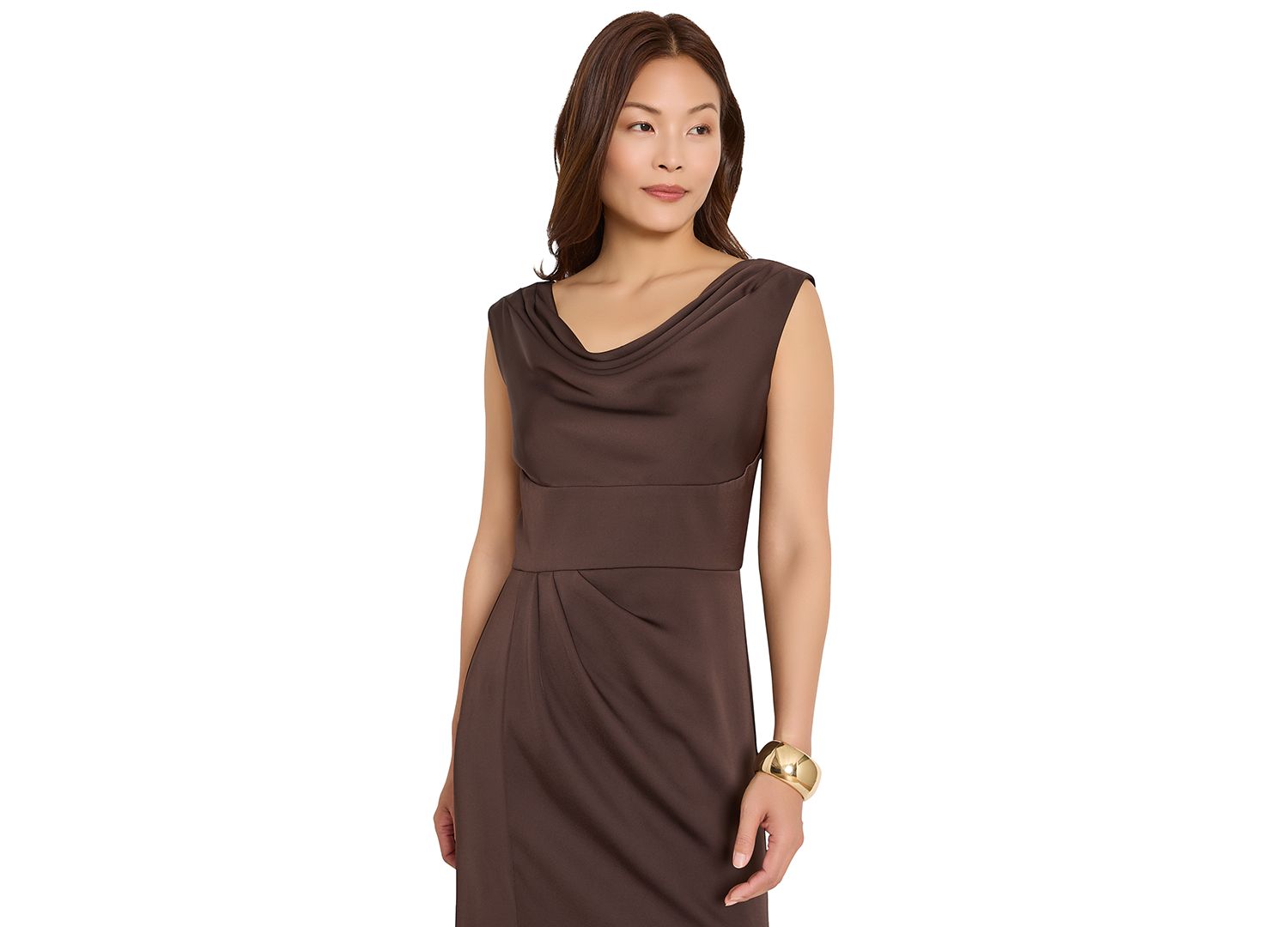 Women's Sleeveless Cowl Neck Satin Gown