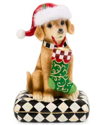 Holiday Lab Dog on Pillow Figurine