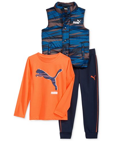 Puma 3-Pc. Shirt, Vest & Pants Set, Toddler Boys (2T-5T) & Little Boys (2-7)