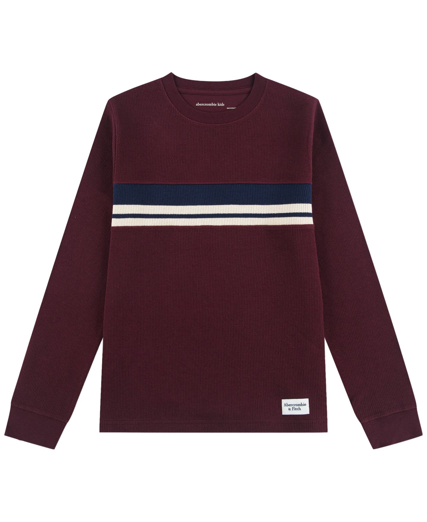 Рубашка abercrombie kids Long-Sleeve Flat Back Rib Knit для мальчиков, цвет: Инжирный — фото 1
