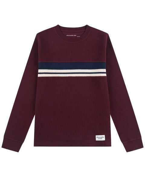 Рубашка abercrombie kids Long-Sleeve Flat Back Rib Knit для мальчиков, цвет: Инжирный