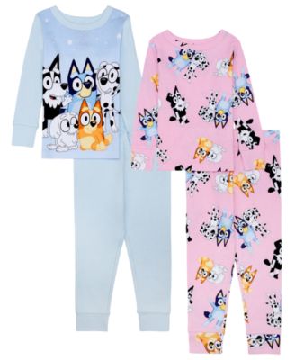 Toddler Girls' 2T-4T Bluey Character Print Cotton Pajama, 4-Piece Set