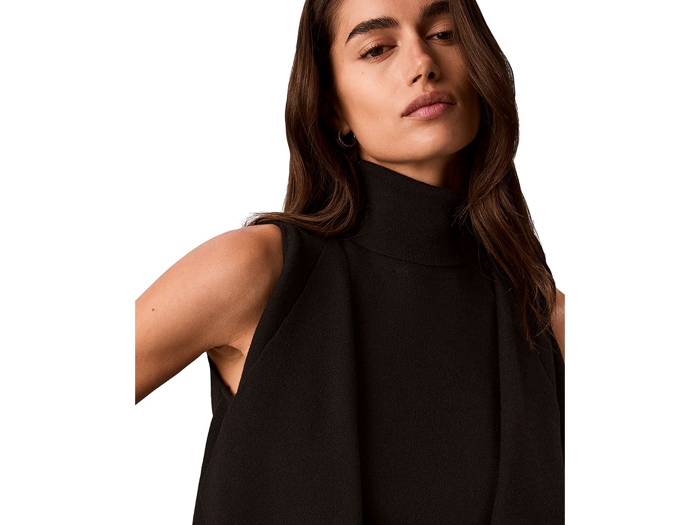 Женский свитер Calvin Klein Drape Front Mock Neck Sleeveless, цвет: Чёрный — фото 4