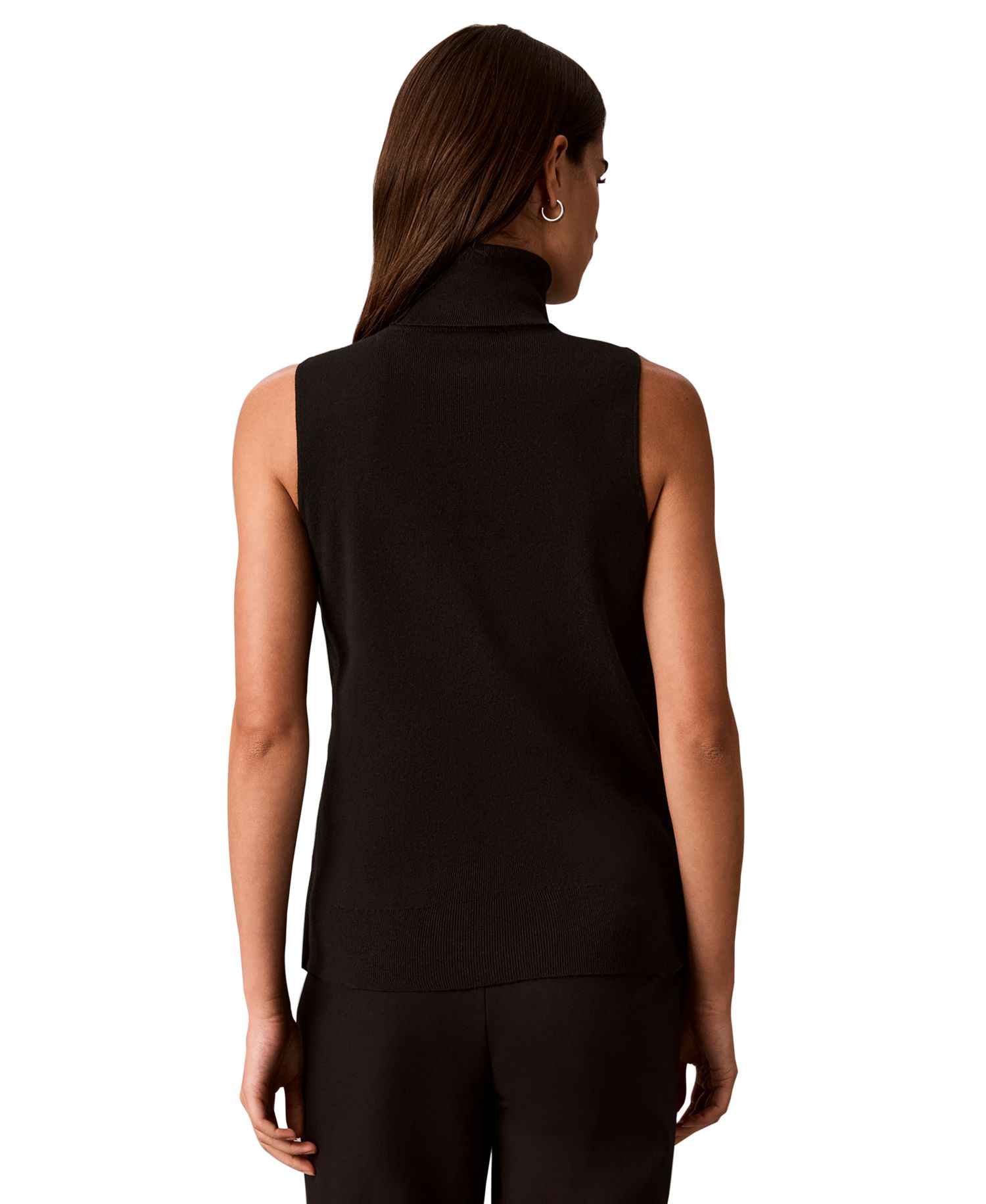 Women's Drape Front Mock Neck Sleeveless Sweater