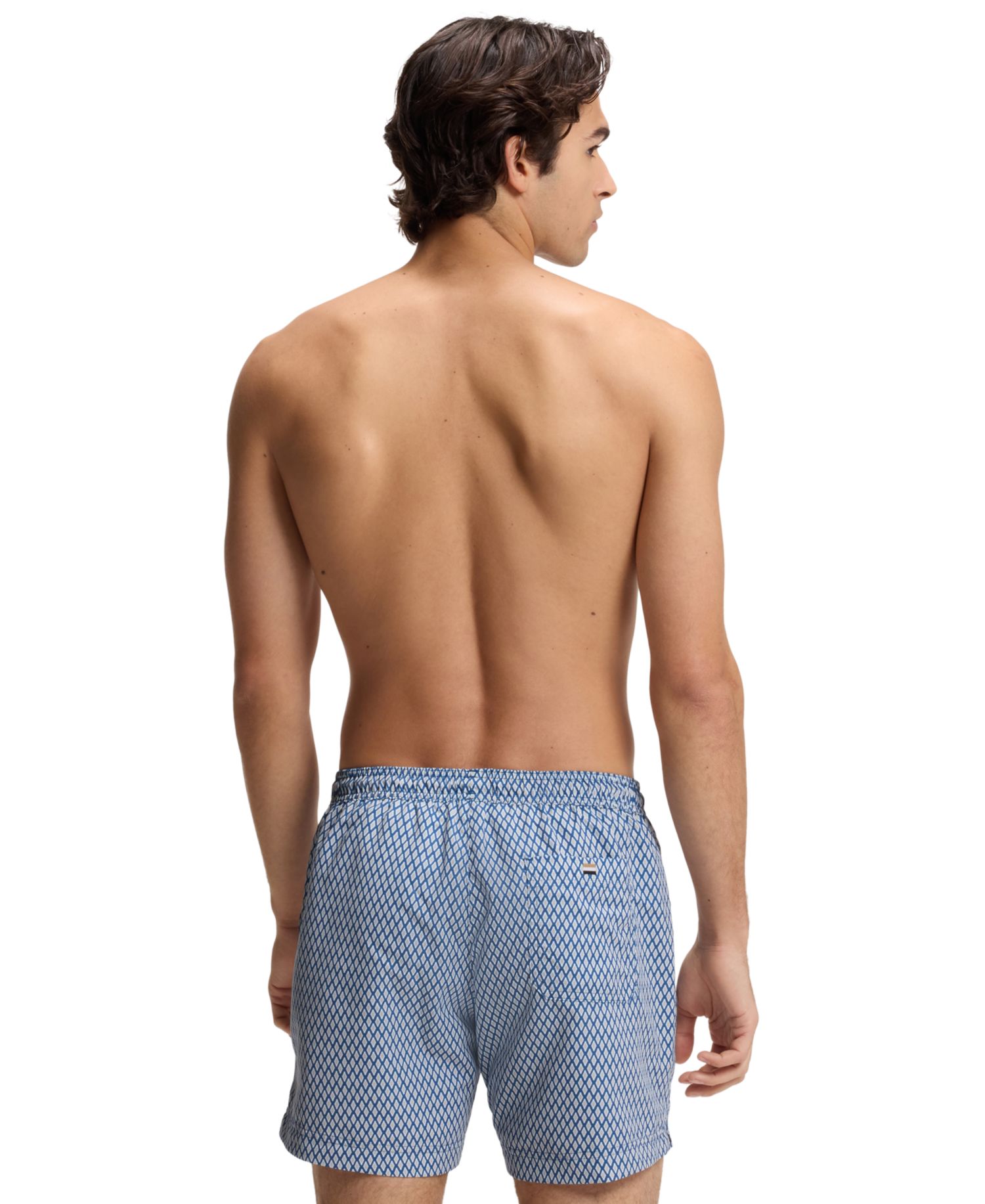BOSS by Men's Vibe Mini-Pattern Print Regular Fit Swim Trunks, 5" Inseam