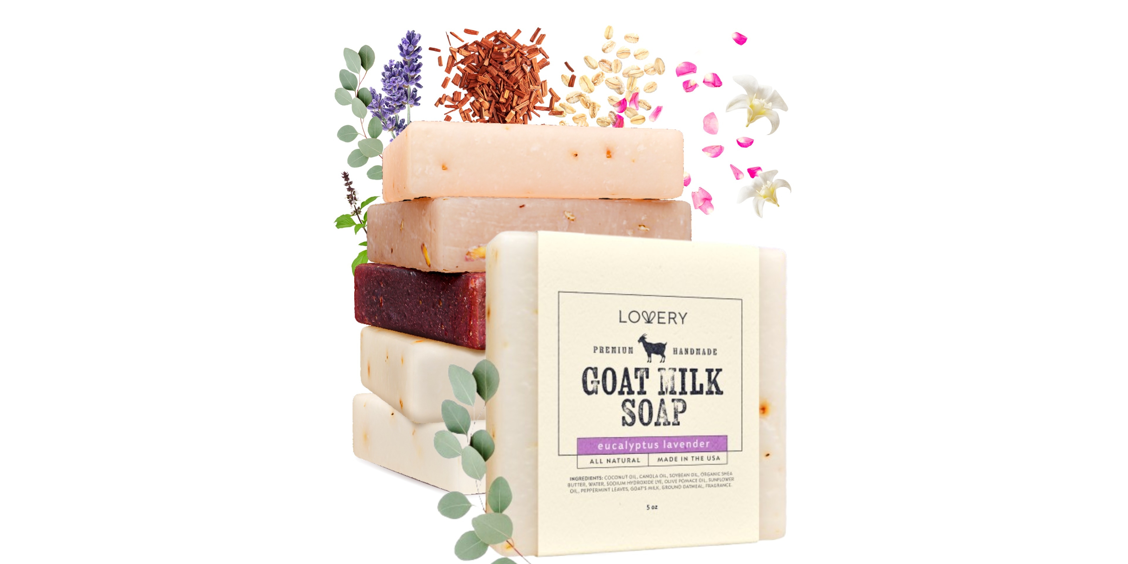 Lovery 6 Piece Goat Milk Soap Bars Set
