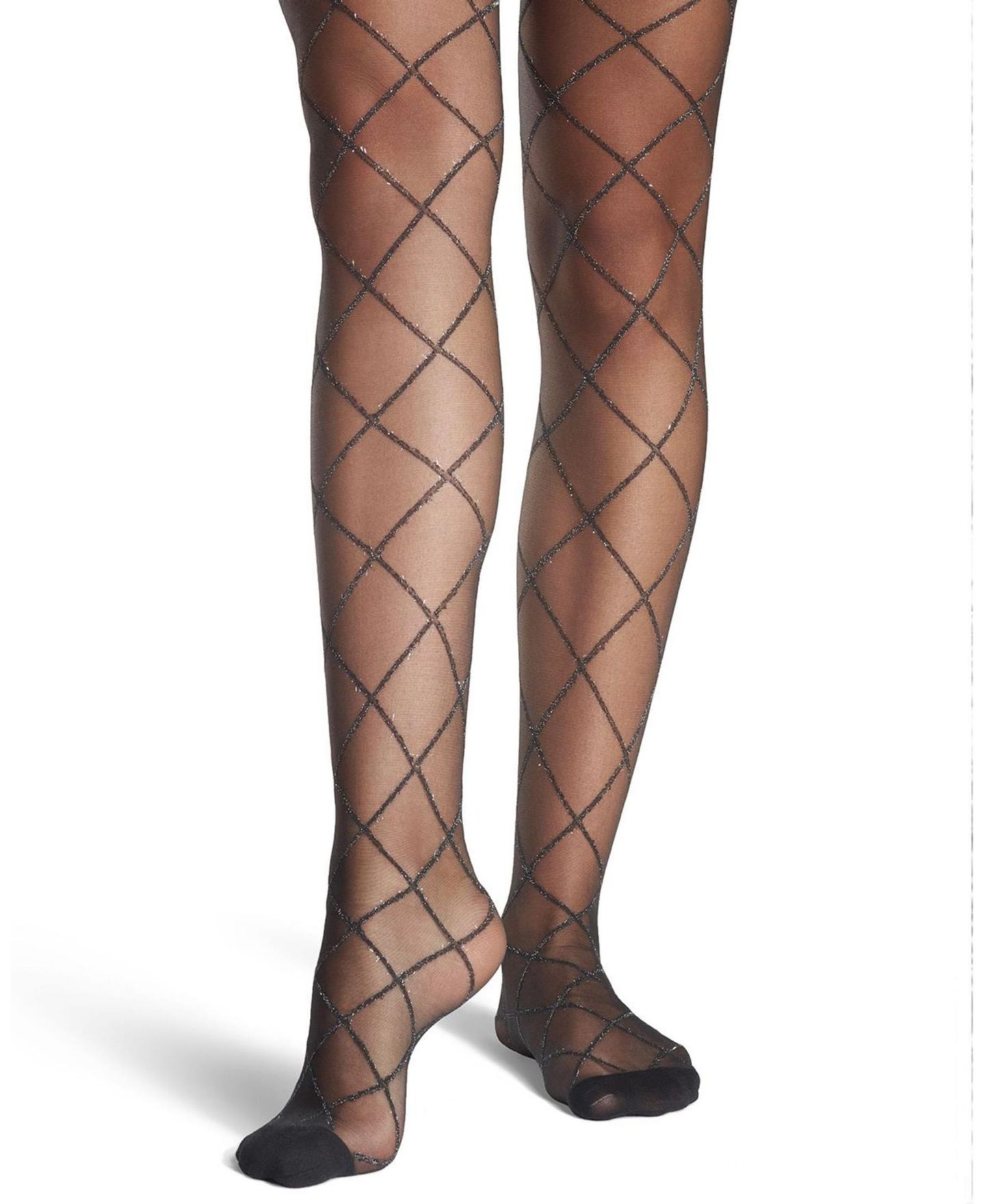Женские колготки MeMoi Diamond Lurex Reinforced-Toe Tights, цвет: Чёрный — фото 7
