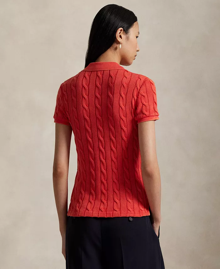 Women's Cable-Knit Polo Shirt - thumbnail 10