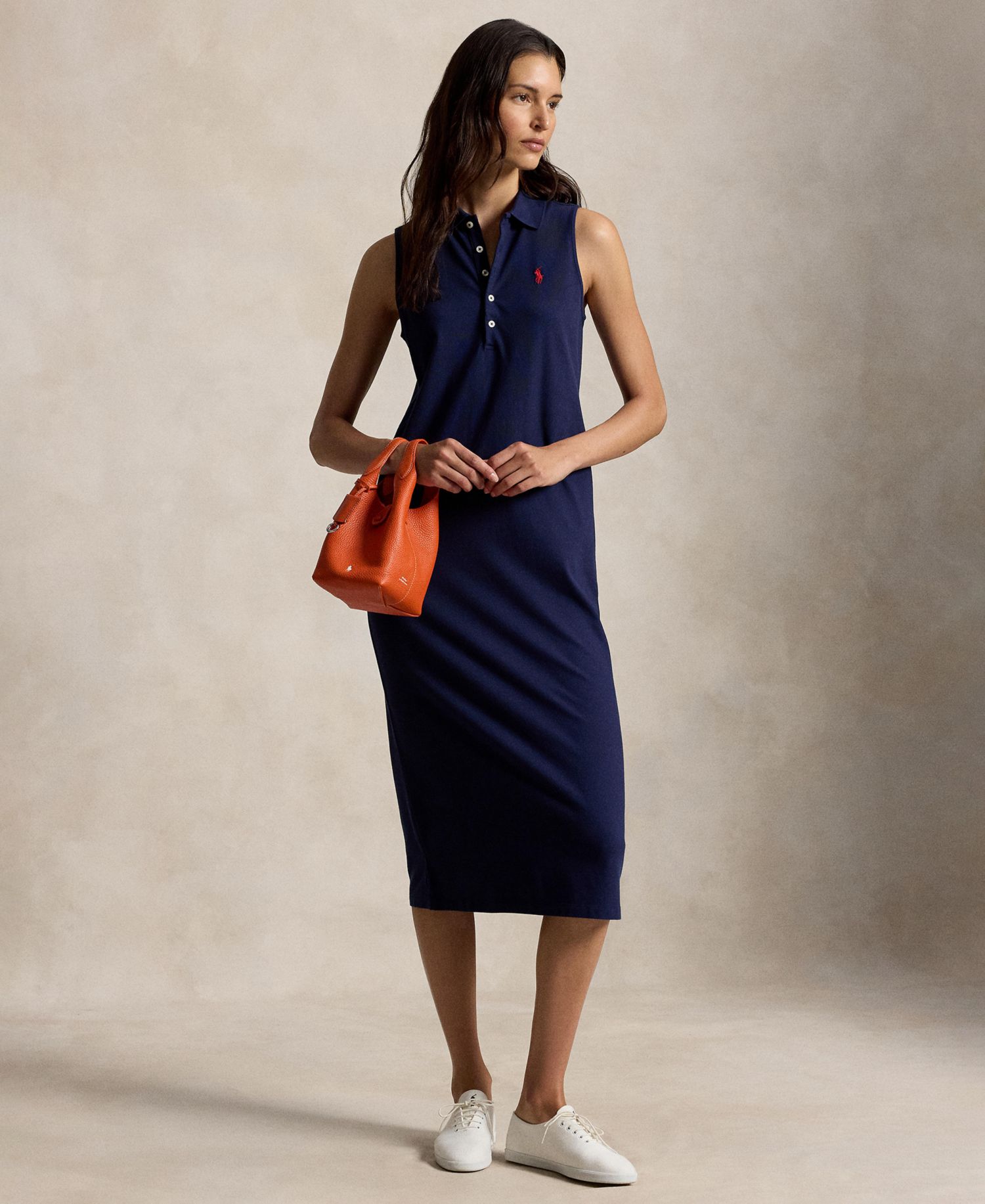 Women's Stretch-Cotton Sleeveless Polo Dress