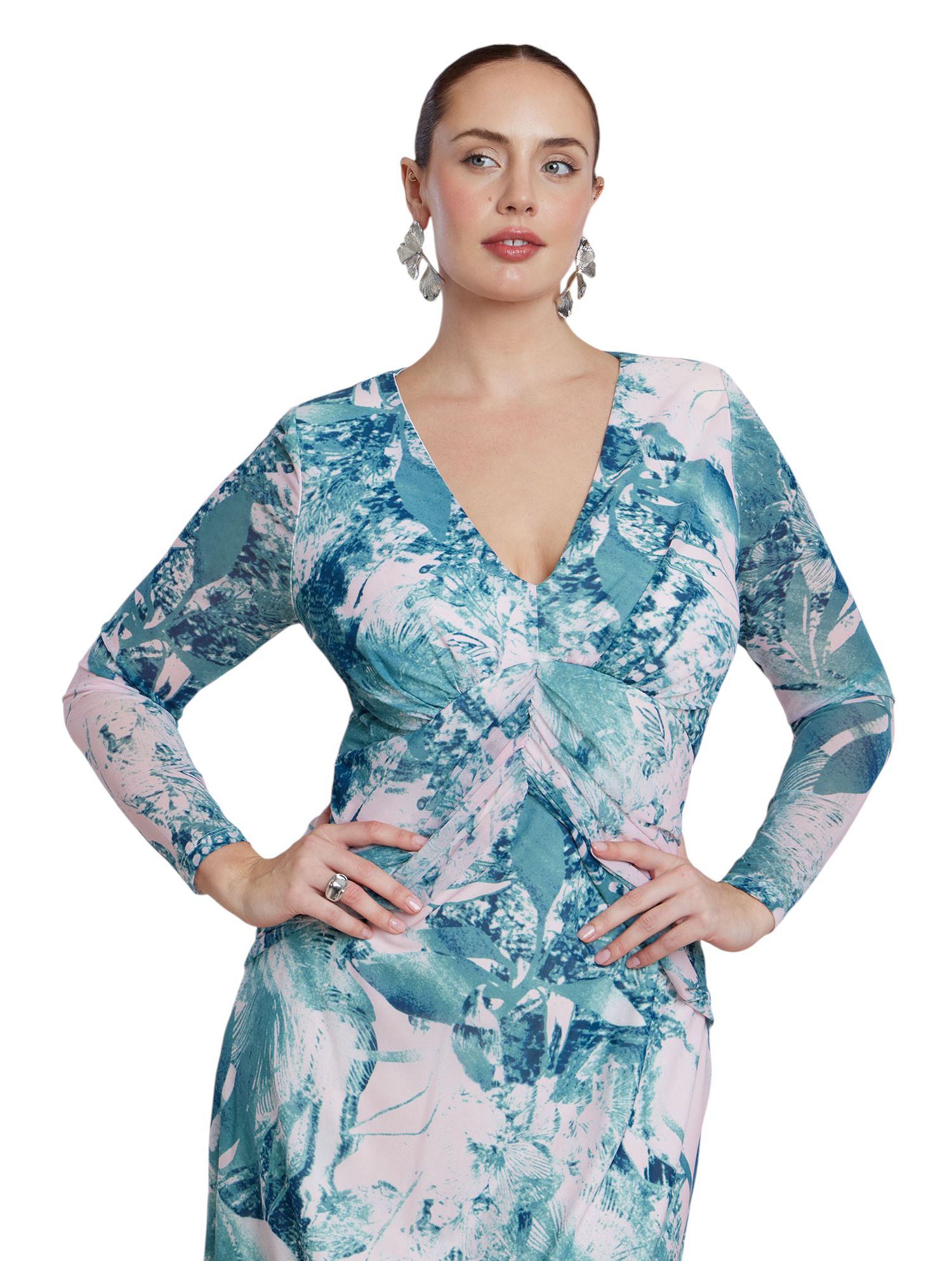 Women's Printed Mesh Maxi Dress