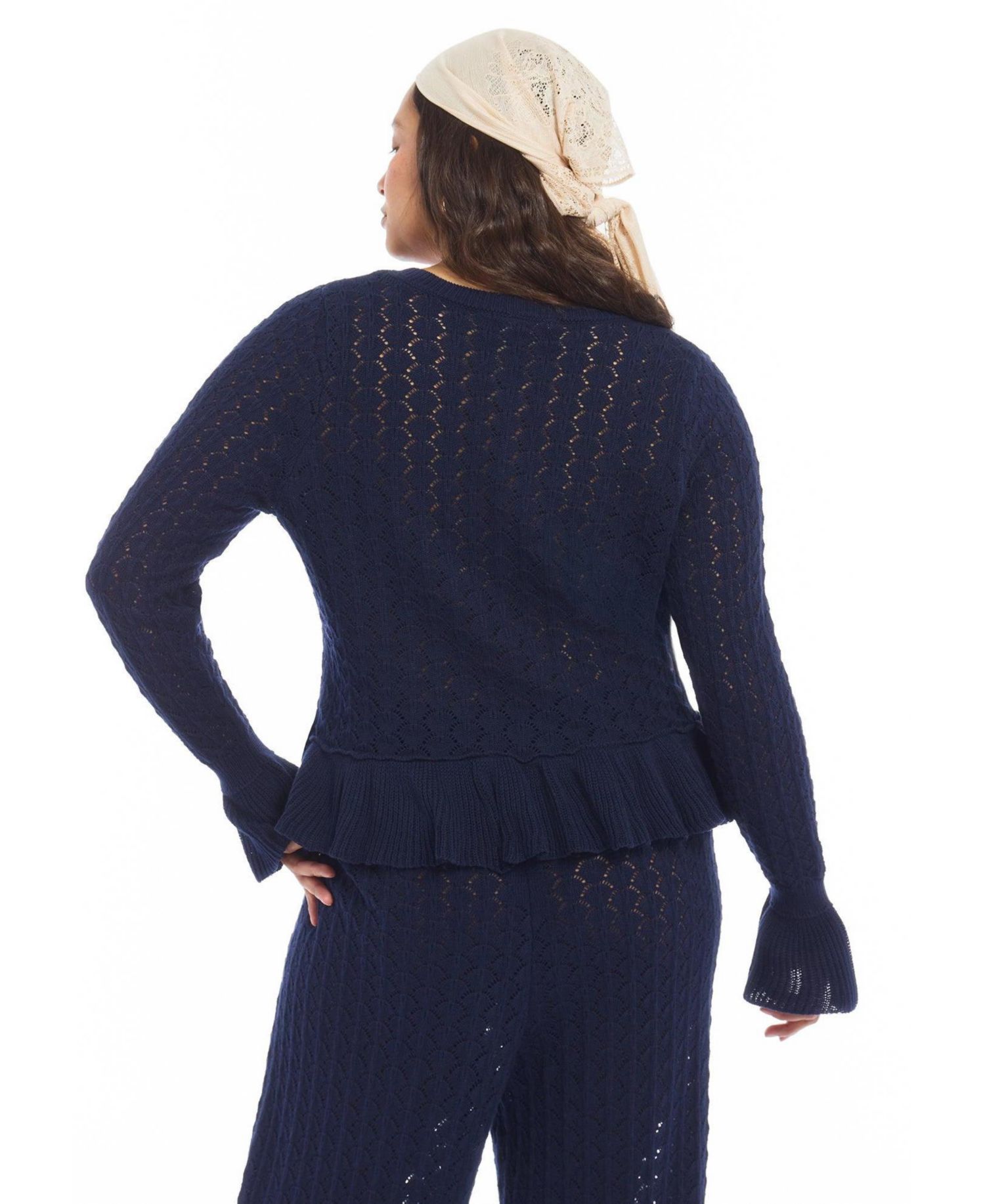 Women's Pointelle Peplum Sweater