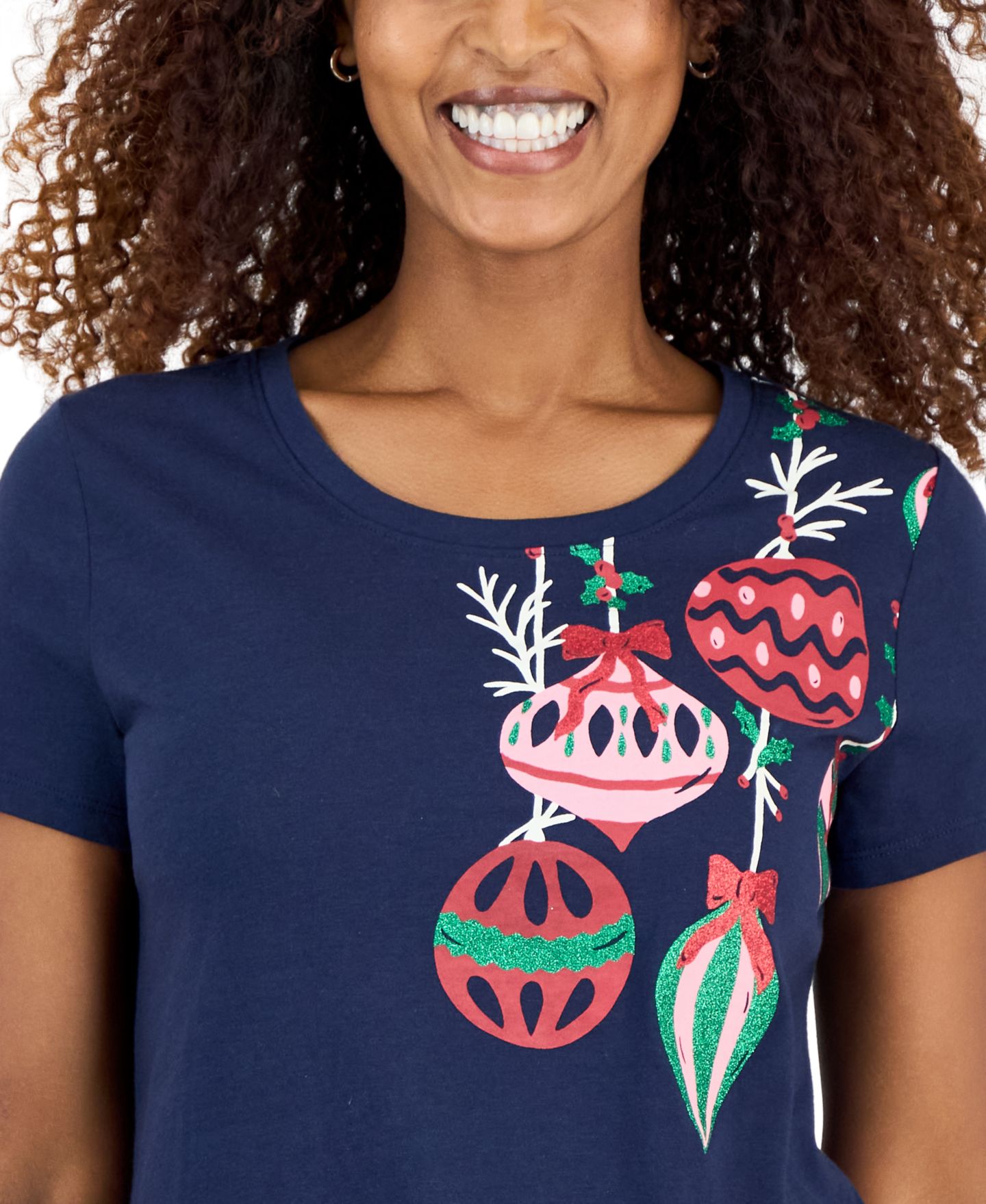 Женская футболка Style & Co Holiday Graphic Short-Sleeve Crewneck, цвет: Синий — фото 3