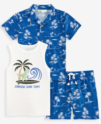 Toddler Boys' 12M-5T Button-Down Shirt, Tank Top and Shorts, 3-Piece Set