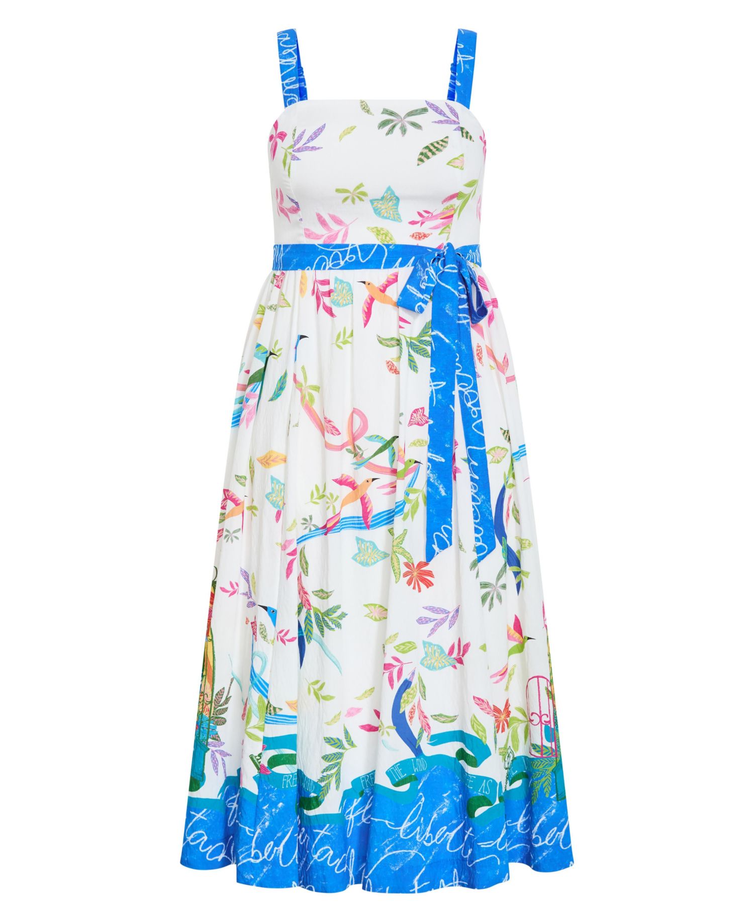 Plus Size Free Spirit Print Sleeveless Midi Dress