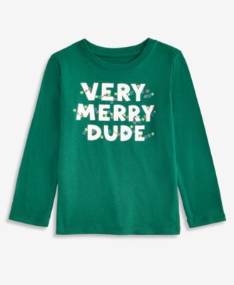 Baby Boys' Very Merry Dude Graphic Long-Sleeve Holiday T-Shirt