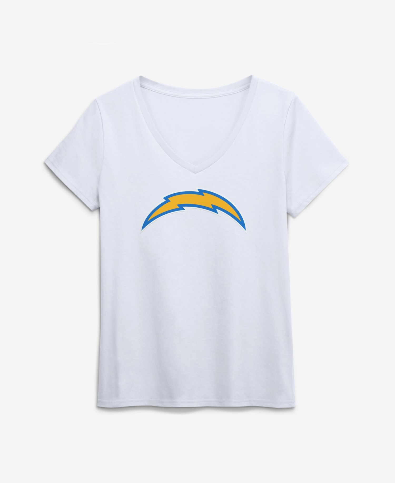 Women's Los Angeles Chargers Primary Logo V-Neck Screen Print Graphics T-Shirt