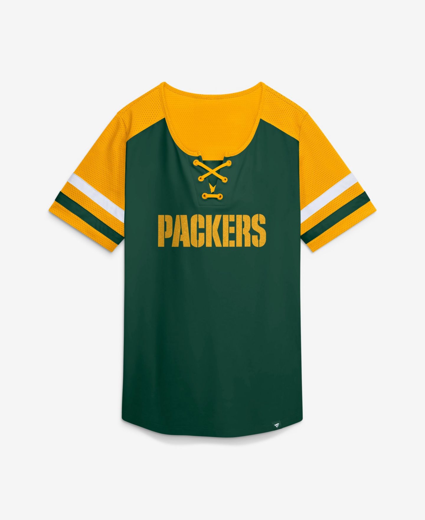 Женская футболка Fanatics Green Bay Packers Curl Route Athena Lace-Up — фото 1