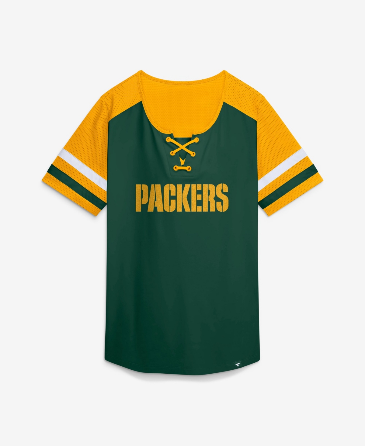 Fanatics Women's Green Bay Packers Curl Route Athena Lace-Up T-Shirt - Green
