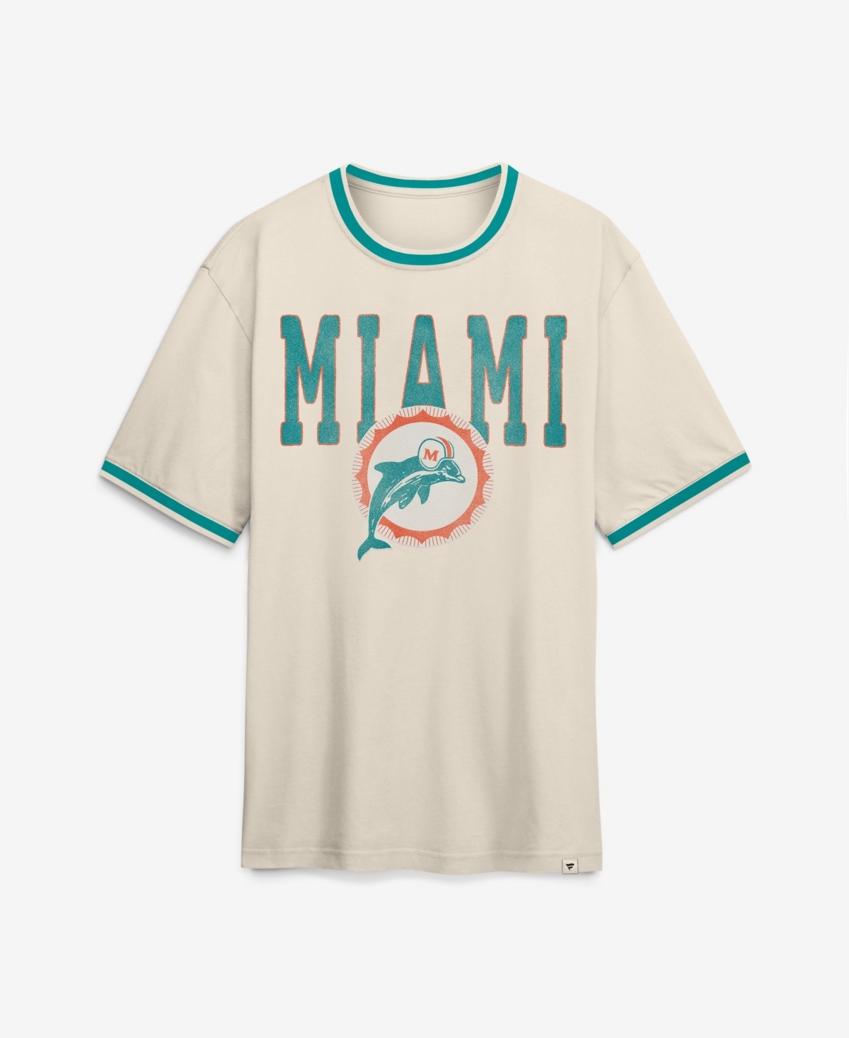 Fanatics Men's Miami Dolphins Time Honored Tradition Ringer Retro T-Shirt - Cream